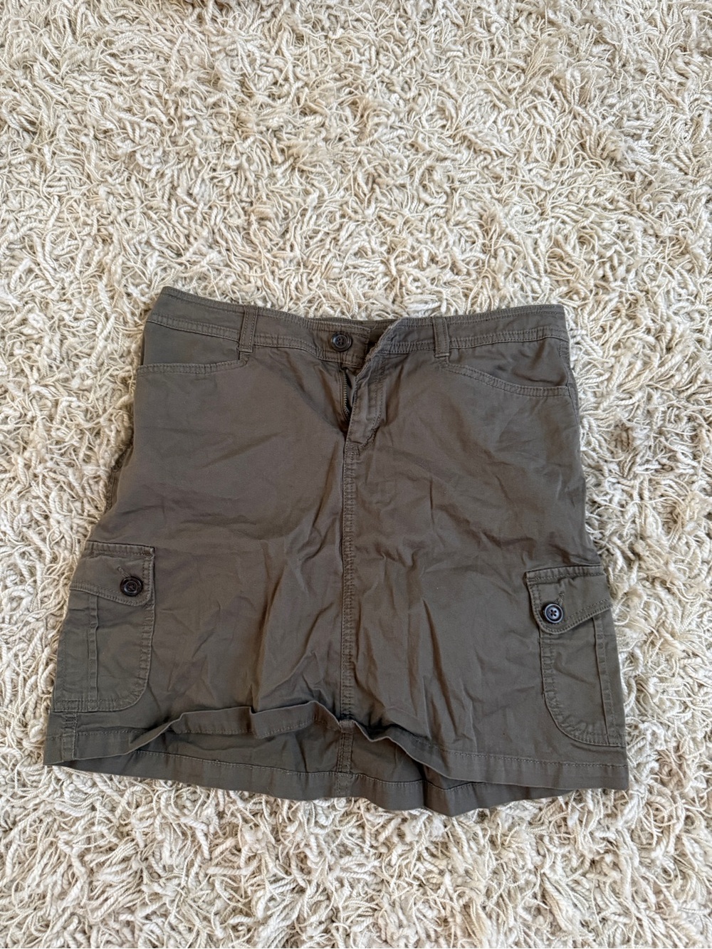 Women’s Cargo Mini Skirt Shorts in Dark Olive